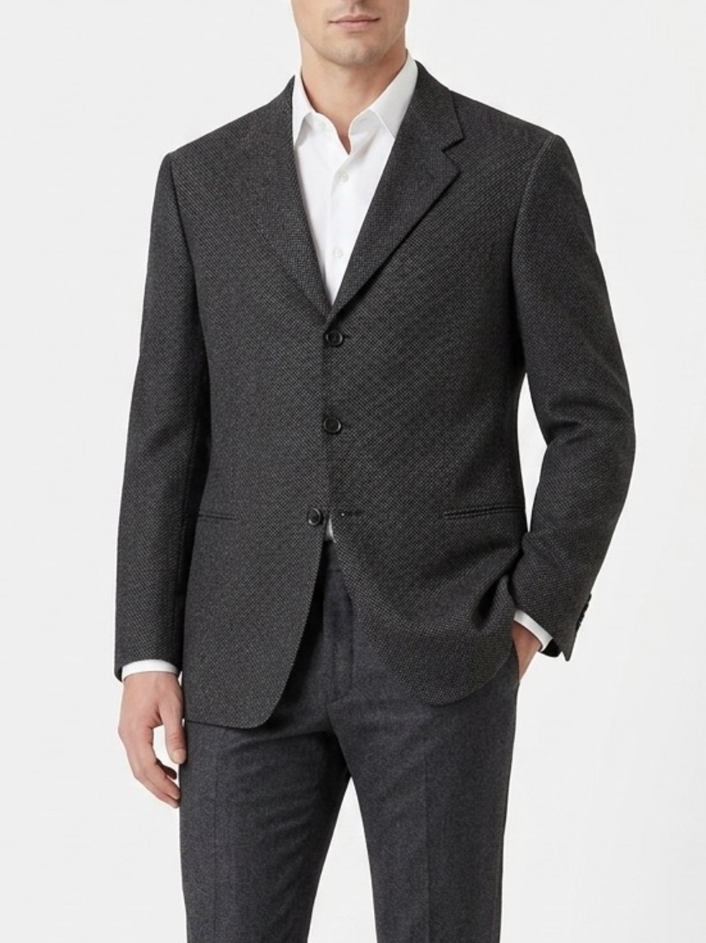Armani Collezioni Dark Charcoal Gray Tailored Wool Blazer